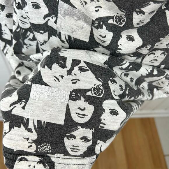 Papaya Retro Pop Art 3/4 Sleeve Cowl Neck Tunic Top Mini Dress Women Black Small - Picture 2 of 7